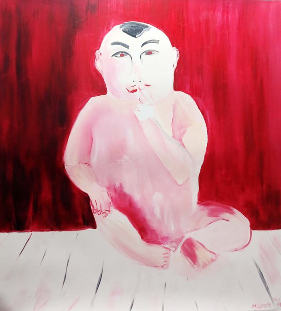Artist Mert Ulcay. 'Red Buddha' Artwork Image, Created in 2013, Original Drawing Ink. #art #artist