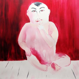 Mert Ulcay Artwork Red Buddha, 2013 Oil Painting, World Culture