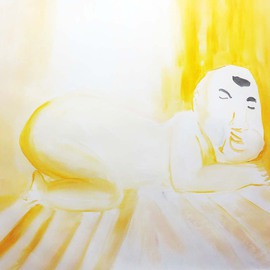 Mert Ulcay Artwork Yellow Buddha, 2014 Oil Painting, World Culture