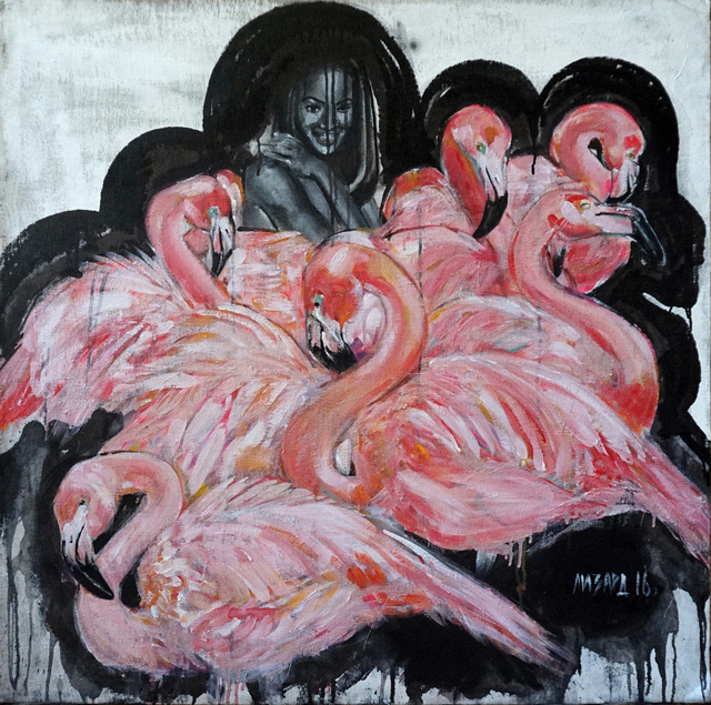 Elizaveta Mikhalitcyna  'Flamingos', created in 2016, Original Painting Other.