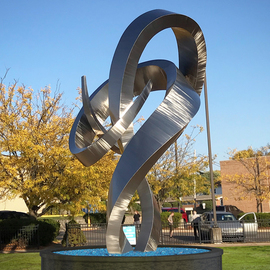 Hunter Brown: 'embrace', 2020 Steel Sculpture, Abstract. Artist Description: Embrace is a monumental public art installations fabricated in marine grade stainless steel. The piece stands 25 H and spans 16 D. ...