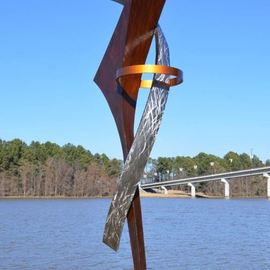 Hunter Brown: 'escape', 2017 Steel Sculpture, Abstract. Artist Description: Modern metal sculpture design constructed in cor- ten steel and stainless steel. ...