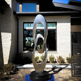 Hunter Brown: 'fusion', 2021 Steel Sculpture, Abstract. Artist Description: Fusion is a contemporary stainless steel sculpture composed of large interlocking loops. ...