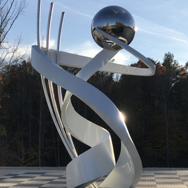Hunter Brown: 'torque', 2018 Steel Sculpture, Abstract. Artist Description: Torque is a monumental stainless steel sculpture with white powder- coated and polished finish. The piece was commissioned to be placed at Barber Motorsports Park. ...