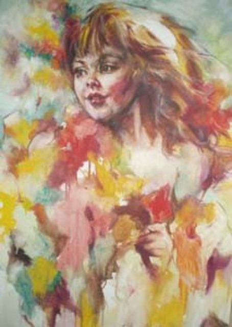 Hyacinthe Kuller-Baron  'ALICE FLOWERS GICLEE', created in 2010, Original Painting Acrylic.