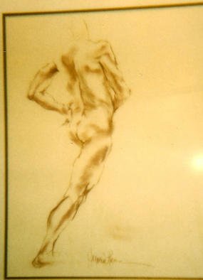 Hyacinthe Kuller-baron: 'Male Nude Drawing', 2002 Charcoal Drawing, Figurative. Male Nude drawing in charcoal and pastel on paper....