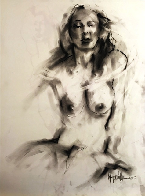 Hyacinthe Kuller-Baron  'Seated Nude Edit Charcoal 013', created in 2015, Original Painting Acrylic.