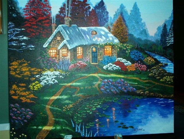 Artist Ian Dunne. 'Mountain Cottage' Artwork Image, Created in 2010, Original Painting Acrylic. #art #artist
