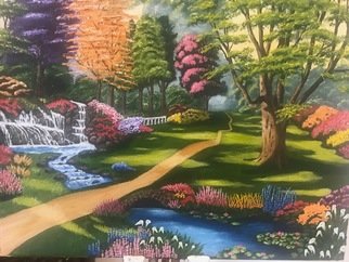 Ian Dunne: 'heaven', 2017 Acrylic Painting, Landscape. Garden scene from Heaven...
