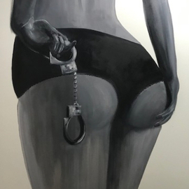 Ian Mckillop: 'its not your hands i need', 2022 Oil Painting, Erotic. Artist Description: When the Male appendage is clearly insufficient and of no interest in a Female Led Relationship needs have to satisfied by other means...