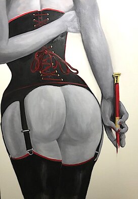 Ian Mckillop: 'what are you looking at', 2022 Oil Painting, Erotic. Obsession can lead to unwanted consequences however the power emitted by the Female Form will inevitably create a feeling of helplessness and adoration ...