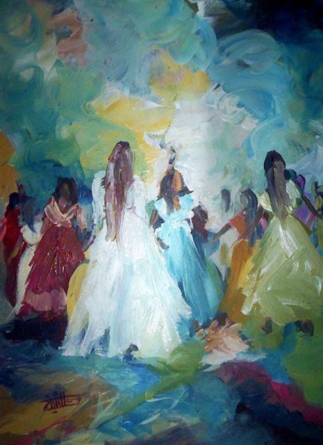 Artist Al Shaikh Aldaw. 'Dancing Girls' Artwork Image, Created in 2011, Original Painting Acrylic. #art #artist