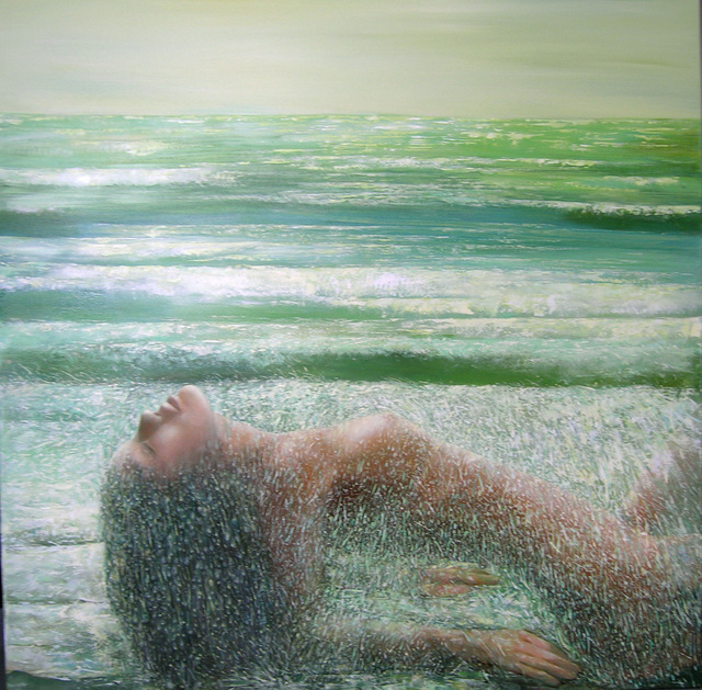 Artist Irena Dukule. 'Waiting For Waves' Artwork Image, Created in 2007, Original Mixed Media. #art #artist