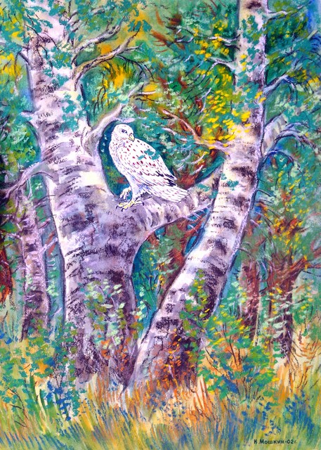 Igor Moshkin  'Falcon On The Birch', created in 2005, Original other.
