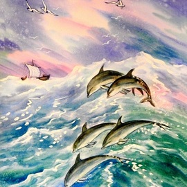 sea and dolphins By Igor Moshkin
