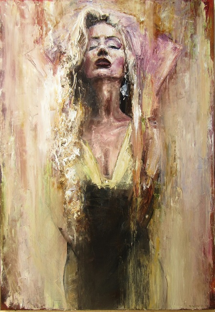 Igor Navrotskyi  'Golden Kiss', created in 2021, Original Painting Oil.