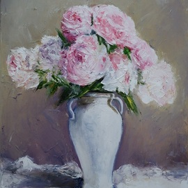 Igor Navrotskyi: 'peonies in daylight', 2023 Oil Painting, Floral. Artist Description: Oil on canvas...