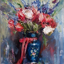 Igor Navrotskyi: 'vintage harmony', 2023 Oil Painting, Floral. Artist Description: Oil on canvas...