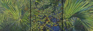 Laurie Ihlenfield: 'Corkscrew Swamp', 2008 Oil Painting, nature.  This is a tryptich of palms and Lettuce Lakes from Corkscrew Swamp in Naples, Florida. It is framed in a beautiful gold floating frame....