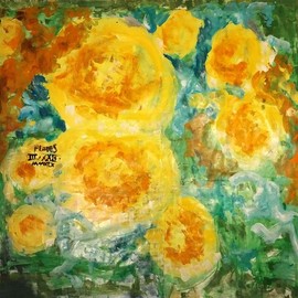 Everet Lucero: 'flores', 2020 Oil Painting, Abstract. Artist Description: Flores is an abstraction on flowers that were growing out side my window last spring, they sang like fire, I painted like fire. ...