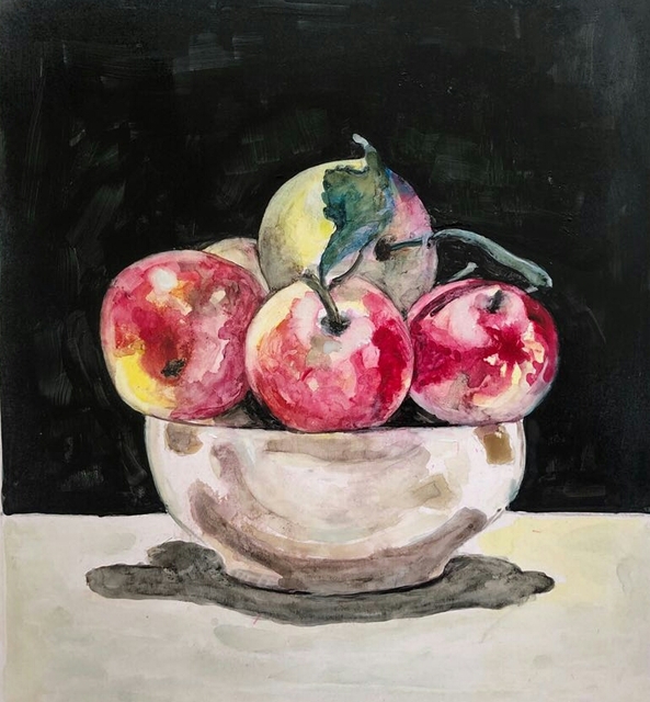 Artist Ilda Ibro. 'Apples' Artwork Image, Created in 2018, Original Watercolor. #art #artist