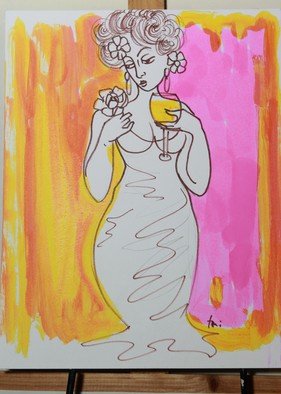 Toni Hudson: 'Confetti 1', 2016 Watercolor, nudes. 