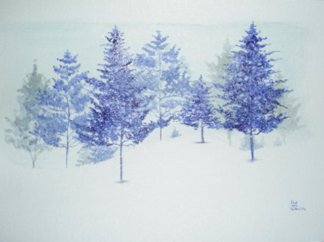 Artist Eve Co. 'Blue Christmas' Artwork Image, Created in 2006, Original Painting Oil. #art #artist
