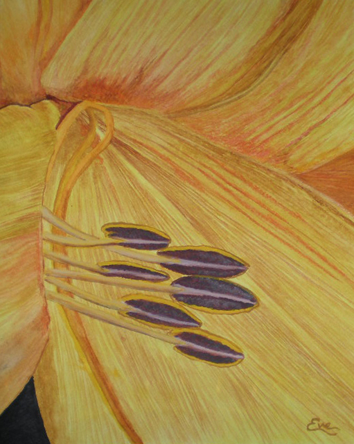 Artist Eve Co. 'Dreamland Lily Closeup' Artwork Image, Created in 2010, Original Painting Oil. #art #artist