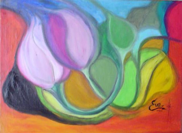 Artist Eve Co. 'Impressionistic Tulips' Artwork Image, Created in 2006, Original Painting Oil. #art #artist