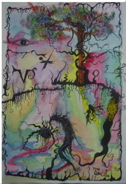 Artist Eve Co. 'Its OUT Of Control' Artwork Image, Created in 1998, Original Mixed Media. #art #artist