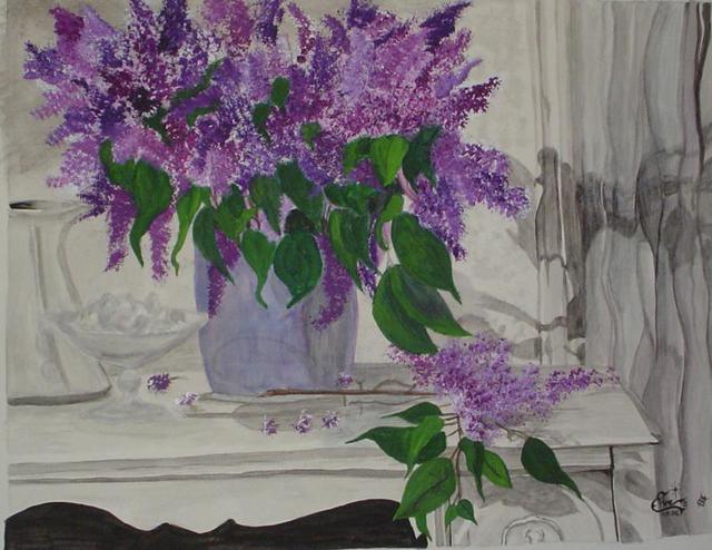Artist Eve Co. 'Purple Shadows' Artwork Image, Created in 2002, Original Painting Oil. #art #artist