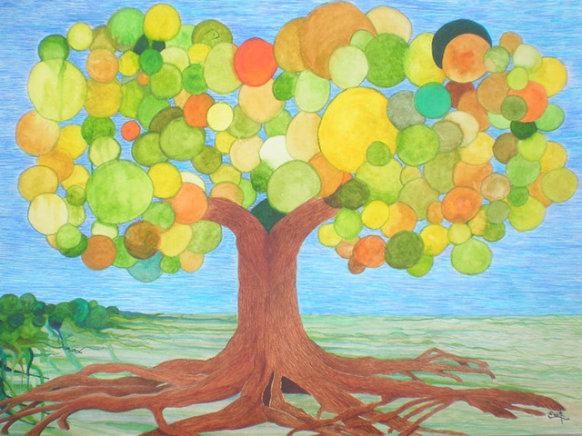 Eve Co  'SQUID BUBBLE TREE', created in 2013, Original Painting Oil.