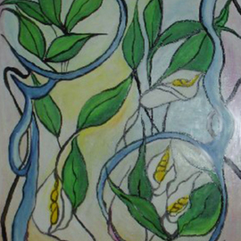 Eve Co: 'STOLEN', 2007 Other Painting, Floral. Artist Description:  STOLEN  I did not get to finish this painting, of an art nouveauish lily study. . . The Darn thing was drying so I could blend more and finich the details BUT someone stole it. . . I didnt much care for this painting so I hope that they enjoy it. ...