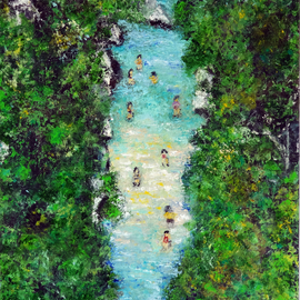 Indrani Ghosh: 'acheron river oil painting', 2023 Oil Painting, Landscape. Artist Description: The  Acheron River Greece Oil Painting  is a stunning artwork capturing the essence and beauty of the Acheron River in Greece. The painting is executed using oil paints, known for their rich and vibrant colors, which allows the artist to convey the natural splendor and atmosphere of the ...