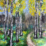 birch trees oil painting By Indrani Ghosh