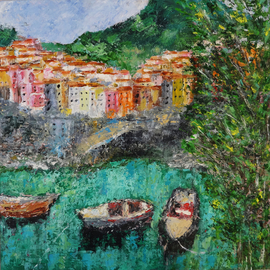 cinque terre oil painting By Indrani Ghosh