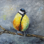 great tit bird oil painting By Indrani Ghosh