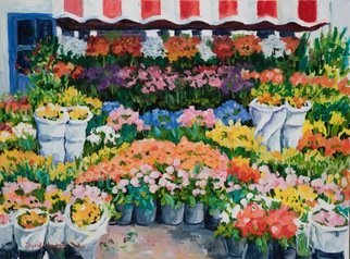 Ingrid Neuhofer Dohm: 'Flower Stand', 2012 Acrylic Painting, Impressionism. flowers, floral, street stand, representational...