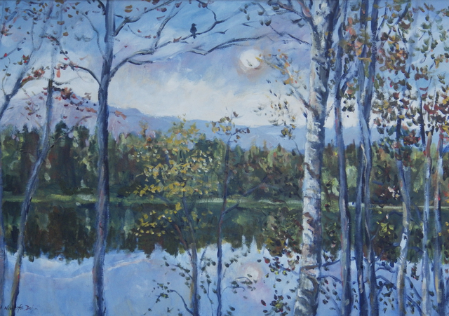 Artist Ingrid Neuhofer Dohm. 'Moonlit Lake' Artwork Image, Created in 2013, Original Painting Acrylic. #art #artist