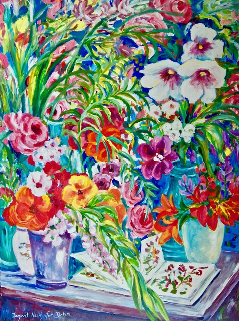 Ingrid Neuhofer Dohm  'Floral Arrangement', created in 2018, Original Painting Acrylic.