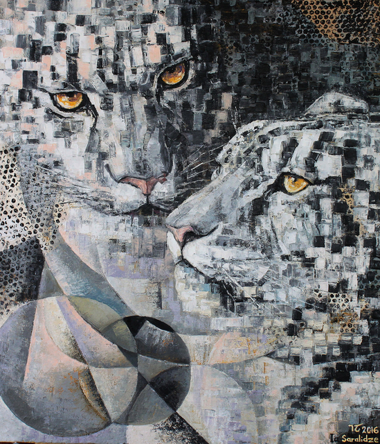 Artist Ia Saralidze. 'Leopards' Artwork Image, Created in 2016, Original Painting Oil. #art #artist