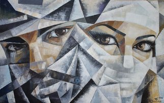 Ia Saralidze: 'Those eyes', 2016 Oil Painting, People. Eyes, male, female, glance, cubism, abstraction...