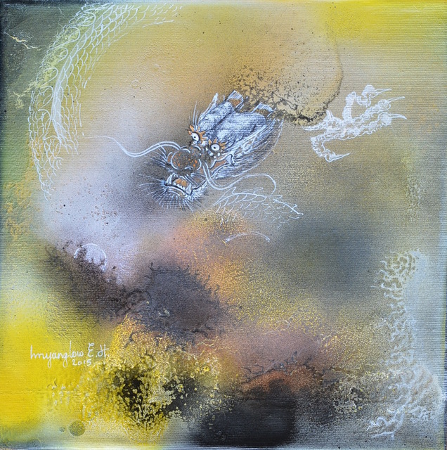 Artist Inn-Yang Low E.h.. 'Dragon Under Sea' Artwork Image, Created in 2015, Original Mixed Media. #art #artist