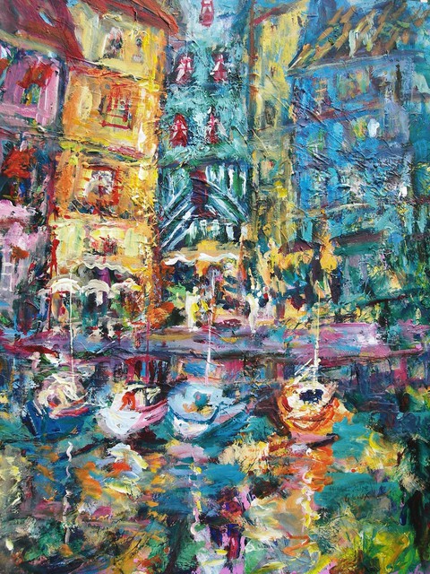 Irene Gloux  'Honfleur In France', created in 2008, Original Painting Acrylic.