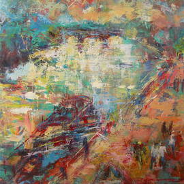 Irene Gloux: 'richmond riverside', 2008 Acrylic Painting, Seascape. 