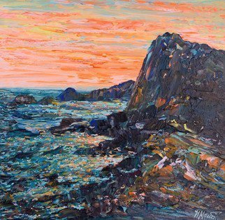 Irina Maiboroda: 'crimea sunset', 2017 Acrylic Painting, Landscape. landscape,  impressionism, nature, Crimea, sunset, sea, rocks, cliffs   coastD+- cove...