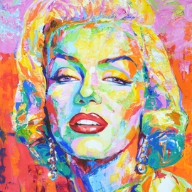 Iryna Kastsova: 'marilyn monroe 2', 2021 Acrylic Painting, Celebrity. Artist Description: Marilyn Monroe 2.  American film actress, singer and model.  An iconic image of American cinema and the entire world culture.  Painted in a modern style with brushes and a palette knife.  Pop Art.  Expressionism.  Modern.  Abstract.  Realism.  A bright palette of colors was used red, yellow, green, pink, ...