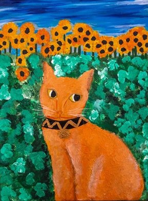Angelika Belousova: 'ginger cat', 2021 Acrylic Painting, Surrealism. acrylic, canvas ...