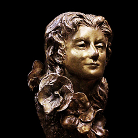 Martin Glick: 'Laura', 2011 Ceramic Sculpture, Figurative. Artist Description:   This is a rare piece for me to do.  Something that is purely decorative & hopefully pretty.  the face and the flowers are sort of Art Deco, but the tree column on which she is mounted is Art N0urveau.  ...