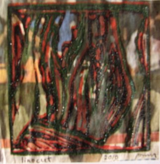 Tamara Sorkin: 'linocut on newspaper 1', 2010 Linoleum Cut, Abstract. 